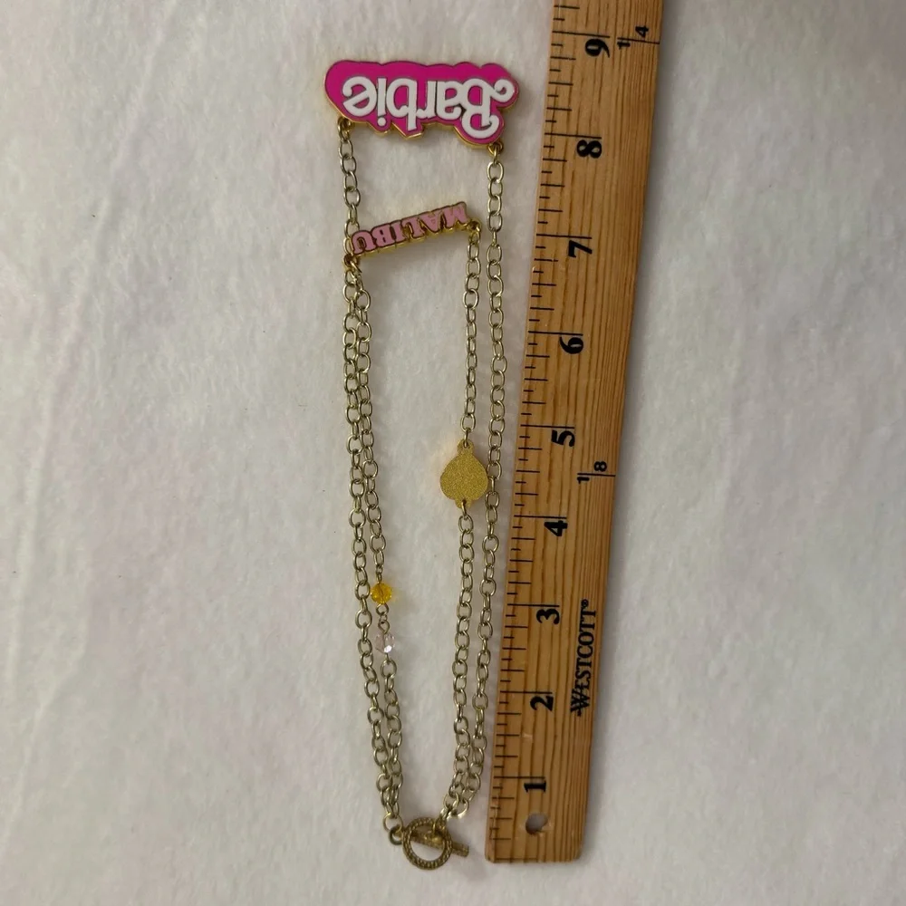 Malibu Barbie Pink and Gold Tone Necklace